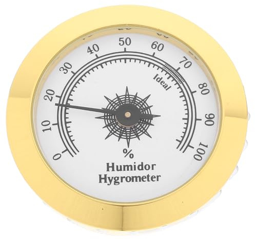 VERDANVERSE Rundes Analoges Hygrometer 50mm zum Einbau Präzises Feuchtigkeitsmessgerät aus Pvc Kupfer Edelstahl für Teeboxen und Zigarrenkisten mit Elegantem Design