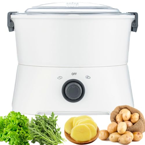 Electric Potato Peeler Machine & Salad Spinner, One-Button Automatic Vegetable & Fruit Peeler, 85W Quick Peeling & Drying for Potato, Apple, Pear - Commercial & Home Kitchen Tool