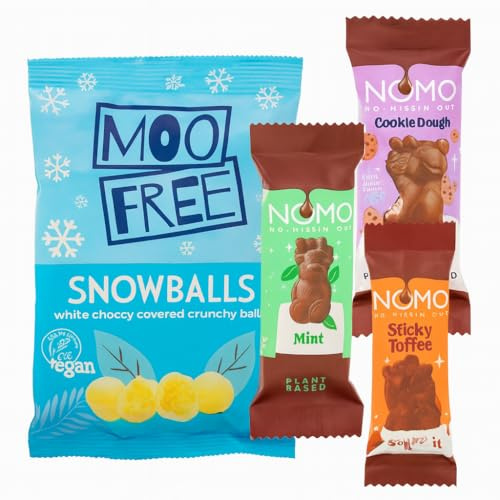 Moo Free Snowballs Mini Christmas Chocolate Selection Hamper Gift Box | NOMO Reindeer | Secret Santa | Free From, Egg Free, Dairy Free, Gluten Free & Vegan | Exclusive To INTERGALACTIC SWEETS