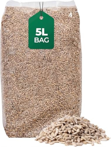 Mudzsal Sunflower Hearts Bird Food 5L bag – Premium No Mess Wild Bird Seed, Husk-Free Sunflower Kernels, High Energy Garden Bird Feed for Year-Round Feeding