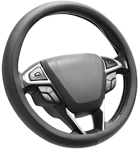 SEG Direct Lenkradbezug Auto Lenkradhülle Lenkrad Abdeckung aus Mikrofaser Leder 37-39 cm Schwarz