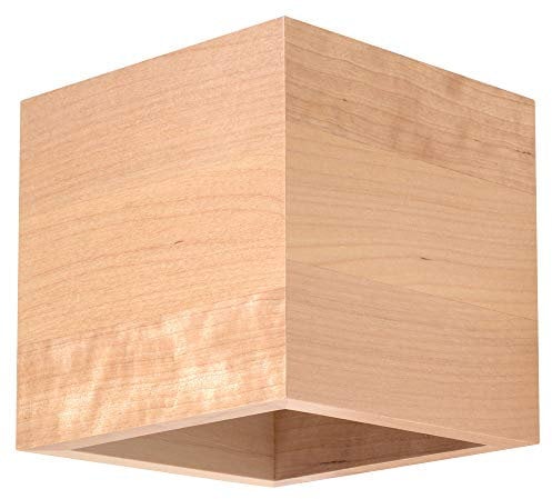 SOLLUX lighting Lámpara de pared de madera con pantalla rectangular – Lámpara para sala de estar, comedor, iluminación de pared – Lámpara de cocina de madera natural 10 x 12 x 10 cm