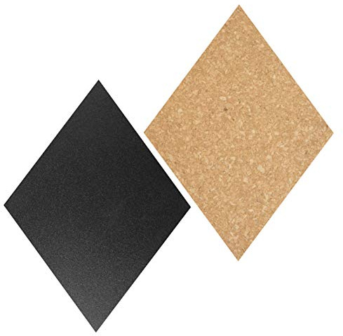 Securit Diamond Cork- & Chalkboards - Including Chalkmarker, Pins and Double Sided Tape Mounting Strips - Set of 7 Pcs (4X Chalkboard + 3X Cork)