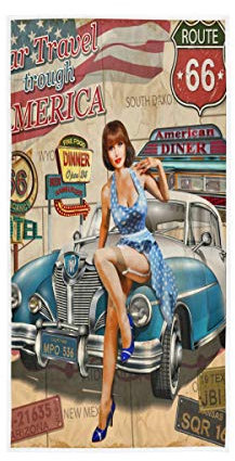 BKEOY Badetuch Amerika Poster Vintage Handtuch Strandtücher