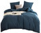 QZY Bettwäsche 135x200 cm Super Weiche 100% gebürstetes Mikrofaser mit Einer Qualität von 110 g/m²,1 Kopfkissenbezug 80x80 cm Marineblau