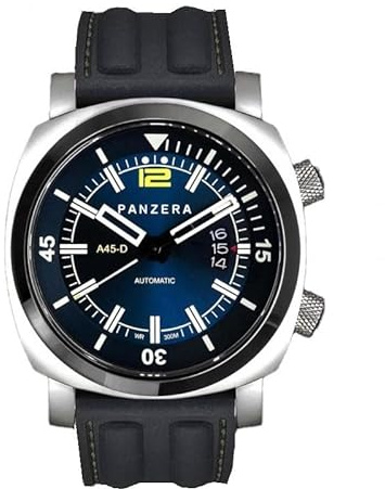 Panzera Aquamarine Pro Diver Infinity Blue Edge Automatik Stahl Blau Schwarz Diver Gelb Datum Silikon Herrenuhr Armband, Sport