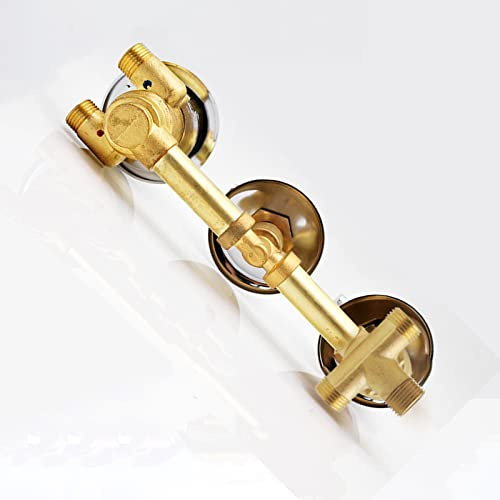 G1/2 Einteiliges Messing Thermostat Duschventil Mischsäule Mischbatterie Umsteller für Badezimmer Badewanne, 2/3/4/5 Wege, Messingkartusche, 3 Griffe, Verbrühungsschutz (Schraube Gewinde 3 Ausgang)