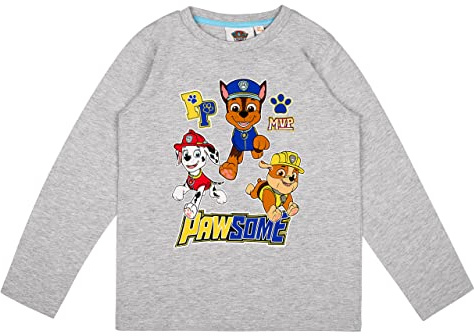 PAW PATROL Jungen Langarmshirt in verschiedenen Designs (Grau, 98)