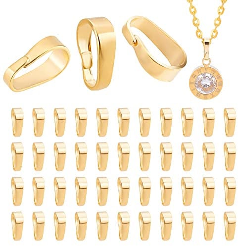 PH PandaHall 100pcs 18K Gold Plated Pinch Bails Snap Bail Hook Pinch, Jewellery Clasps Pendant Push Clasps Chain Connector for DIY Necklaces Jewellery Dangle Beads Charms Making, 7x4.5x2mm