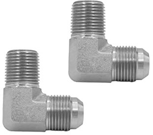 BEITERSTOE Lot de 2 raccords d'adaptateur de tuyau hydraulique 6,35 mm mâle JIC 37° Flare (7/16-20 UNF) × 6,35 mm mâle (1/4-18 NPTF) coude à 90° SAE raccords de tuyaux en acier au carbone