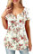 Beluring Ladies Tunic Tops Summer Smock Shirt Short Sleeve Casual Button Tee Shirt White Size 16 18