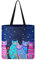 KUIFORTI Canvas Tote Bags for Women Reusable Grocery Bags Large Dirty Clothes Bag Portable Shopping Handbag, Galaxy Nigh Cat, Einheitsgröße