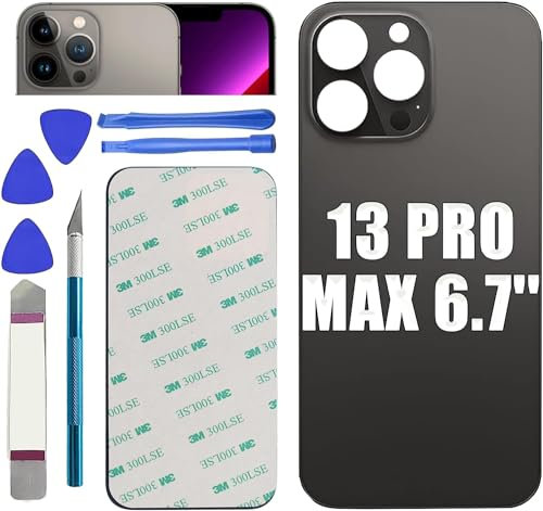 Mingxiong 13 Pro Max Rear Back Glass Cover Replacement for iPhone 13 Pro Max 6.7'' Battery Door Panel with Big Hole Rear Back Cover Glass Replacement with Reparing Tool Kit(Graphite)