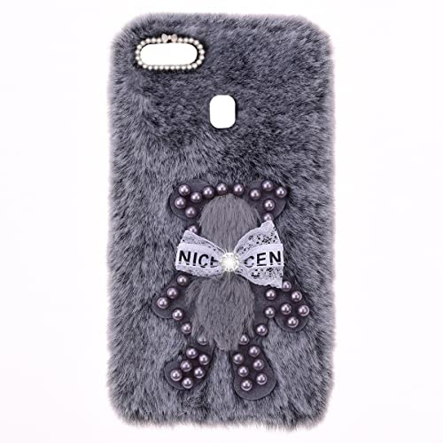 SNCLET Plüsch Bär Hülle für Huawei P8 Lite 2017 Hülle Silikon Niedliche Pelzige Flauschige Handyhülle Weich Winter Warme Stoßfest Schutzhülle Fluffy Plush Cover für Huawei P8 Lite 2017,Grauer Bär