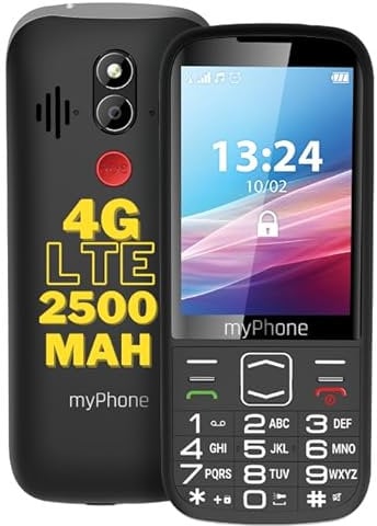 myPhone Halo 4 LTE Tastentelefon für Senioren ohne vertrag seniorhandy, Dual-SIM, große Tasten und Display 3,5 Zoll,riesiger 2500-mah-Akku bis 16 Tage mit Einer einzigen Ladung + SOS-Taste und Fackel