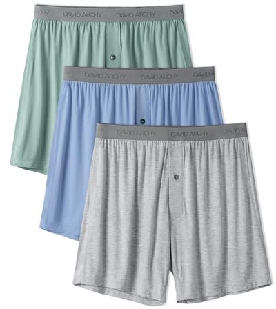 DAVID ARCHY Boxer Homme - Boxers Doux en Rayonne de Bambou pour Homme avec Braguette Boutonnée Caleçon Flottant Homme