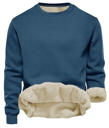 Tincini Herren Sweatshirt Winter Dickes Fleece Pullover Casual Rundhals Gefüttert Sweater Warm Langarm Pulli Winterpullover