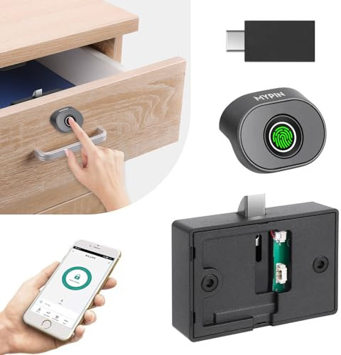 Cerradura de Armario con Huella Dactilar, MYPIN Cerradura Biométrica Inteligente con huella dactilar, USB recargable, Sin Llave, Cerradura Electrónica Para Cajones, Armarios, Hogar y Oficina