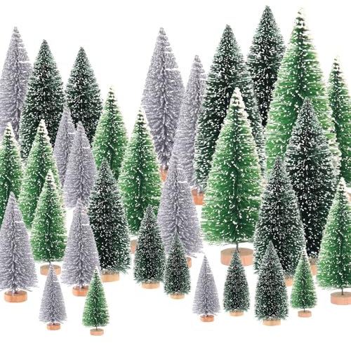30 Stück Weihnachtsbaum Weihnachtsdeko Künstlicher Klein Tannenbaum Deko Weihnachtsbäume Tischdeko Weihnachten Christmas Tree Christbaum Decorations(Silber+grün+Dunkelgrün)