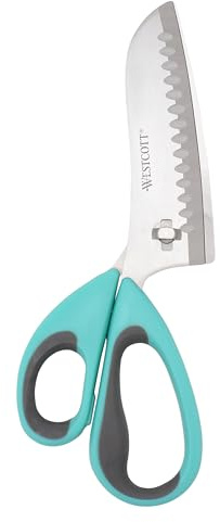 Westcott Titanium-Bonded Soft Handle Kitchen Pizza Scissors with Detachable Handles, Teal - 9-Inch Kitchen Shears for Cutting Pizza, Prepping Vegetables, and More