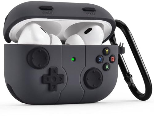 VISOOM Kompatibel mit Airpod Pro 2 Case Cover, Nettes lustiges Spiel Silikon Schutzhülle mit Schlüsselbund für Airpods Pro 1st/2nd Generation,Dgrey