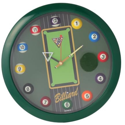 Baoblaze Große Billard-Poolkugel-Wanduhr, Queue-Zeiger, 11,6 Snooker-Spiel, GrÜn
