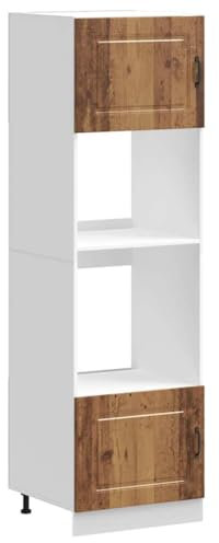 vidaXL Lucca Oven Cabinets - Engineered Wood, Adjustable Feet, Ample Storage, 60x57x207cm - Old Wood