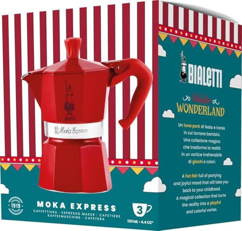 Cafetera Italiana Bialetti Winter Wonderland Rojo Plateado Aluminio 3 Tazas - Marca: Bialetti - EAN: 8006363074520