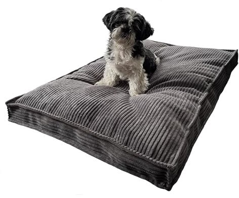 Extrasen Hundebett Hundekissen Cord Große Hunde Waschbar Abriebfest 100 x 70 cm Grau XXL