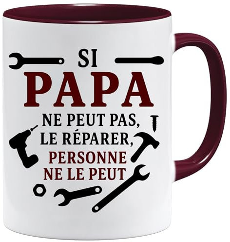 Jungle Mug – si papa ne peut pas le réparer | cadeau fête des pères papa bricoleur | tasse humour outils homme | idée cadeau anniversaire original, Blanc