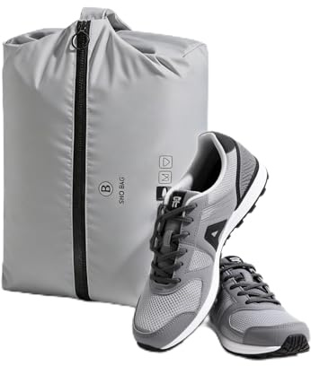 Schuhbeutel Reise, wasserdichte Geruchsdicht Schuhtasche(Grau) | Sport Schuhe Reisetasche mit Reißverschluss, TPU & T400 Travel Shoe Bag für Fitness, Tennis (32×22×10 cm)