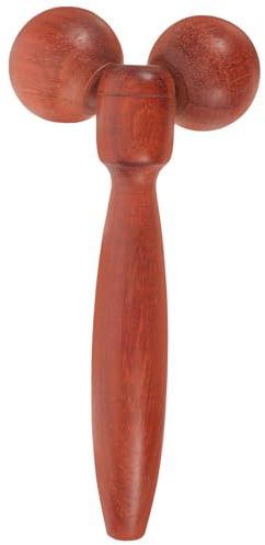 DECOMELODY Holz Gesichtsroller mit Doppelkugeln für Gesichtsmassage und Hautauffrischung Handlicher Massage Roller Geeignet für Augen und Füße Tragbares Massagegerät