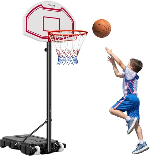 VEVOR Basketball Hoop 28 inch, 5.2-6.9 ft Height Adjustment Basketball Hoop & Goal, Kids Adjustable Basketballs Hoop with Nylon Net & Rolling Wheels, Portable Backboard Set for Patios, Poolside