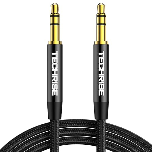 TechRise AUX Kabel 3,5mm Klinkenkabel mit Nylon Geflecht (2m) | Audio kabel mit 24K vergoldeten, für Kopfhörer, Autoradio, Handy, PC, Tablet, Lautsprecher, HiFi, MP3/MP4 Player usw