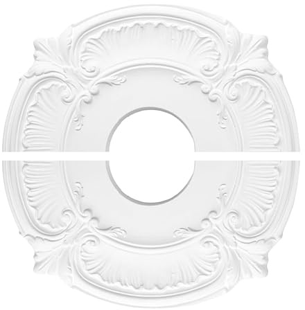 Roseta de techo de poliestireno | Placa de poliuretano | Pantalla para lámpara de techo | Decoración para interiores, estudio, dormitorio, biblioteca, restaurante, escuela, 305