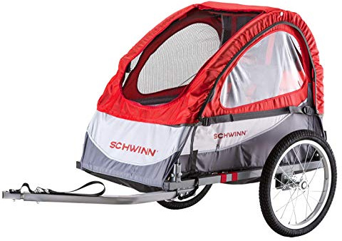 Schwinn Trailblazer Plus Kids Bike Trailer, Single Seat, Universal Coupler, Folding Frame, Quick-Release Wheels, Canopy with Bug Screen and Weather Shield, Schwinn Bike Trailer for Kids