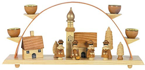 OBC Schwibbogen für echte Kerzen/Kurrendesänger Natur/Lichterbogen Kunsthandwerks-Stil, handgefertigt/Deko zu Weihnachten