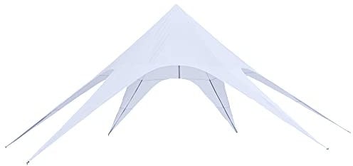 Outsunny Tente de Jardin XXL en étoile bâche Anti-Pluie Voile d'ombrage Toile de Camping 10 x 10 x 4 m Polyester Haute densité 210D imperméable Bleu Clair