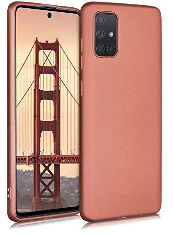 kwmobile Case kompatibel mit Samsung Galaxy A71 Hülle - Schutzhülle aus Silikon metallisch schimmernd - Handyhülle Metallic Bronze