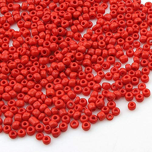 3.300 unidades de cuentas de cristal opaco, 3 mm, mate, 8/0, perlas Pony, perlas opacas ahumadas, color a elegir (rojo)
