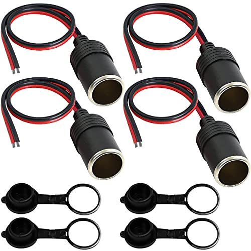 Xiatiaosann 4 piezas hembra encendedor de cigarrillos para coche, encendedor de cigarrillos, enchufe, cargador de coche, adaptador de repuesto, cable de alimentación para bomba de aire