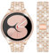 DEALELE Armband und Gehäuse Gehärtetem Glas Kompatibel mit Samsung Galaxy Watch 5/4 44mm, 20mm Glitzer Diamant Metall Armbänder mit Schutzhülle mit Displayschutz Ersatz für Damen Herren (Rose gold)