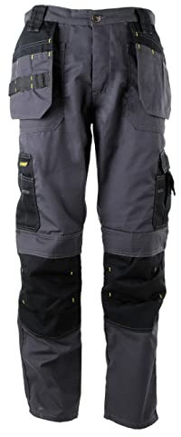 STANLEY Huntsville - Pantalones de trabajo de polialgodón para hombre, con bolsillo de pistola, tipo cargo, gris, 34W / 31L