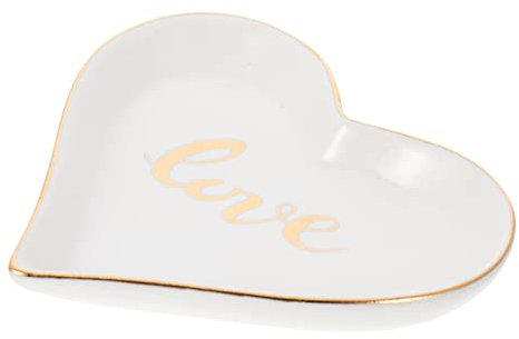1stk Liebe Platte Herz Schmuckschale Ring-organizer-schale Teller in Herzform Herz-schmuck-tablett Herz Servierplatte Obstsalatteller Braut Weiß Keramik Schmuckstücke Nordisch