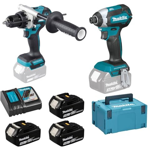 Makita DLX2418TJ Kit batería 18V DHP486 • DTD153 • 3xBL1850B • DC18RC • MAKPAC