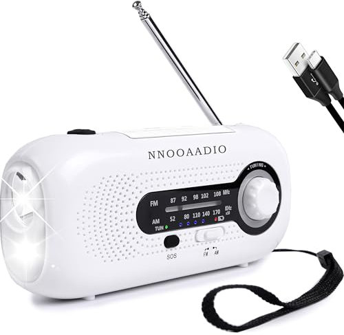 Radio de cuerda, manivela solar portátil de emergencia AM/FM, conector de auriculares, cargador de teléfono celular para el hogar y al aire libre