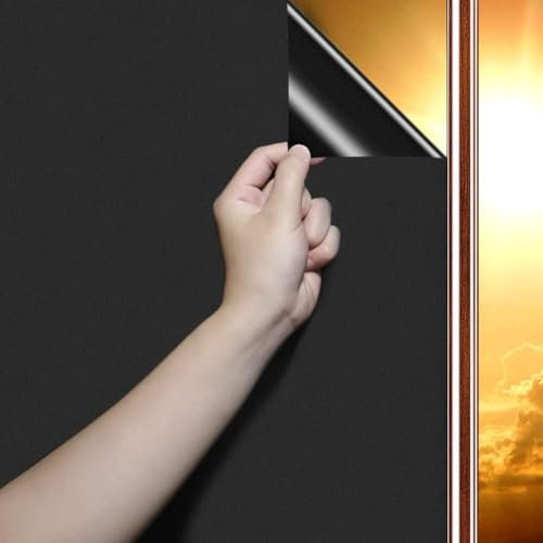 DARUITE Vinilo Opaco para Ventanas Negro Vinilos para Cristales 60x400cm, Esmerilado Electrostaticos Autoadhesivo Anti UV Vinilo Ventana Privacidad Bloquear la Luz para Dormitorio en el Hogar