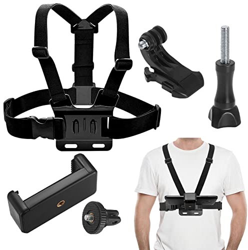 Handy Brustgurthalter Brusthalterung, Kamera Handyhalterung Körper, Multifunktions Handy Gurthalter Clips Verstellbarer Fixierungshalterung für GoPro Hero 2018/7/6/5/4/3, Session, Kamera