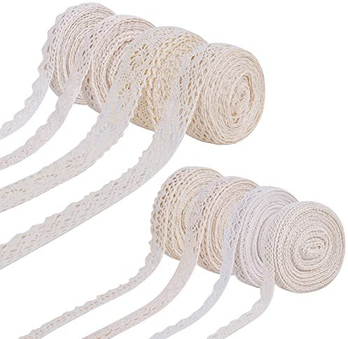 Spitzenband 40 Yards Vintage Beige Spitzenborte aus Baumwolle zum Nähen DIY Handwerk Hochzeit Party Weihnachten Deko