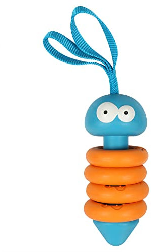 Coockoo, Buntes & Robustes Spielzeug in Raupenform für Hunde, Larry, Orange, 4 Ringe aus Naturkautschuk, langlebig, Antennen aus Nylon, für stundenlangen Kau- und Spielspaß